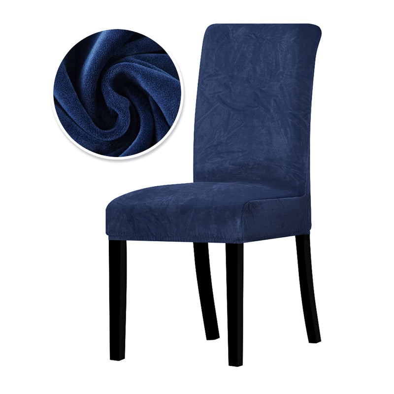 כיסוי לכיסאות מבד קטיפה FACTORYX כחול נייבי יחידה אחת 