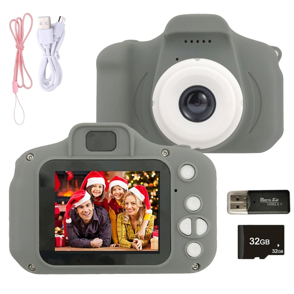 מצלמה דיגיטלית לילדים FACTORYX אפור עם כרטיס זכרון (32gb) 