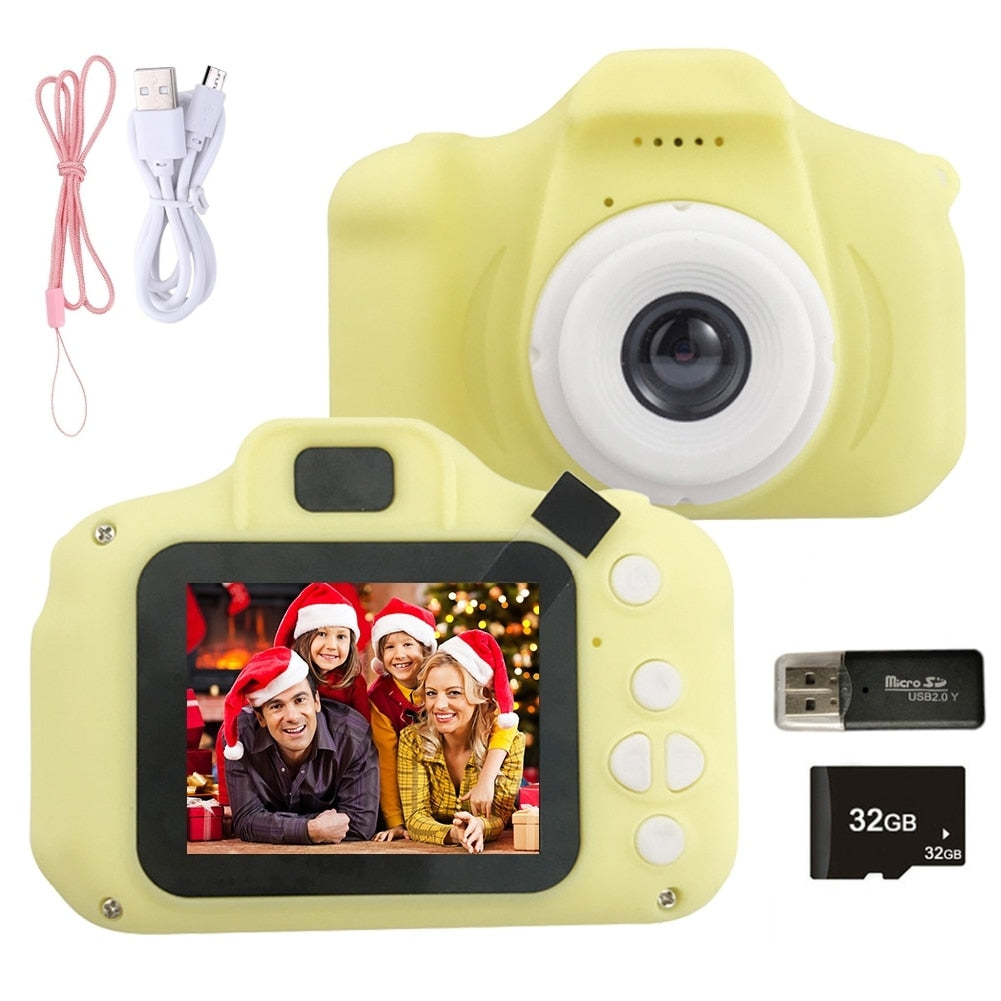 מצלמה דיגיטלית לילדים FACTORYX צהוב עם כרטיס זכרון (32gb) 